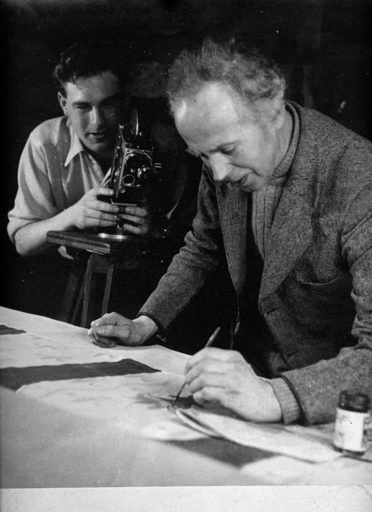 Douglas Fisher filming Waldo Lanchester making marionettes